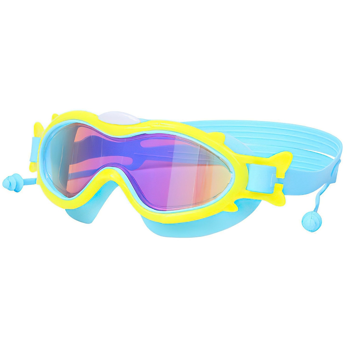 3 Colors Option - 1Pc Kids Swim Goggles With Ear Plugs UV Protection Anti-Fog Leak Proof Wide View Pool Swimming Goggles For Youth Boys Girls Aged 3-16 Years Old Summer Beach Water Park