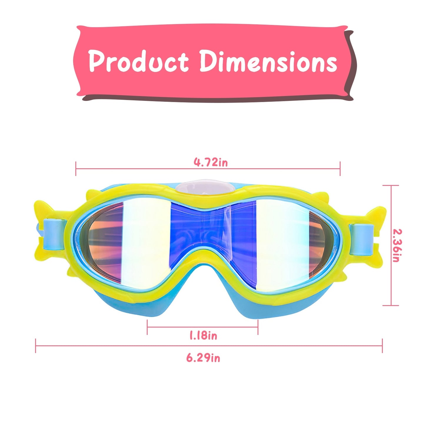 3 Colors Option - 1Pc Kids Swim Goggles With Ear Plugs UV Protection Anti-Fog Leak Proof Wide View Pool Swimming Goggles For Youth Boys Girls Aged 3-16 Years Old Summer Beach Water Park