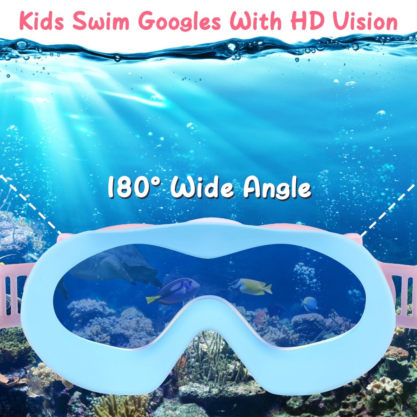 3 Colors Option - 1Pc Kids Swim Goggles With Ear Plugs UV Protection Anti-Fog Leak Proof Wide View Pool Swimming Goggles For Youth Boys Girls Aged 3-16 Years Old Summer Beach Water Park