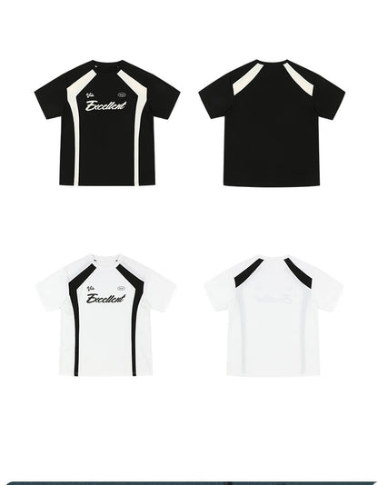 Basketball Sports Knitted American Round Neck T-shirt